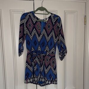 Yumi Kim Blue and Pink Geometric Mini Dress